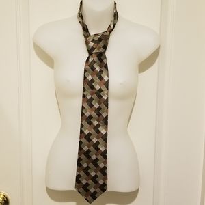 Vtg Geoffrey Beene neck tie, green/brown, silk